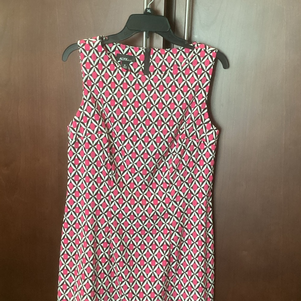 Alyx Pink and White Geometric Midi Dress